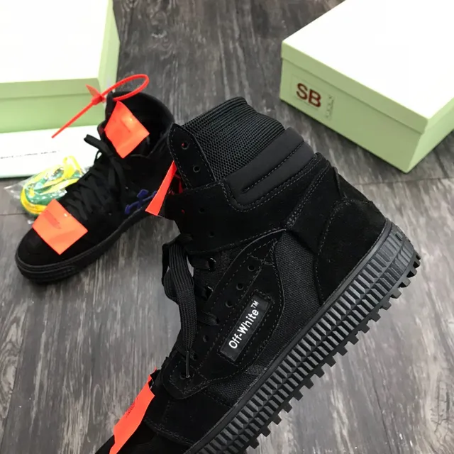 Off-White Noir Orange Haut Imitation daim Tige Style de Vie Sneakers 5