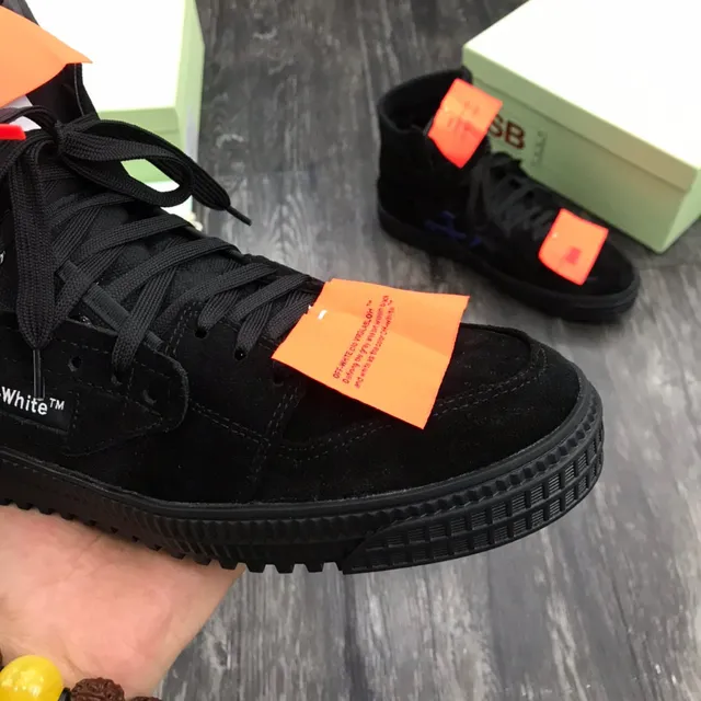 Off-White Noir Orange Haut Imitation daim Tige Style de Vie Sneakers 6