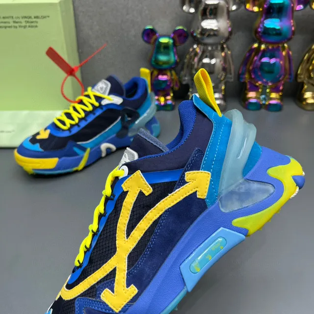 Off-White Bleu Jaune Motif Flèche Oversized Industrial Zip-Tie Chaussures Chunky 5