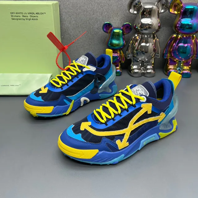 Off-White Bleu Jaune Motif Flèche Oversized Industrial Zip-Tie Chaussures Chunky 8