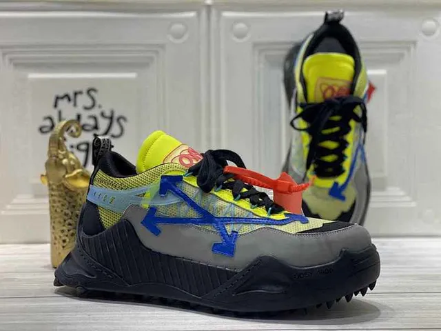 Off-White Industrial Gray Multicolor Diagonal Arrow Chunky Sneakers 1