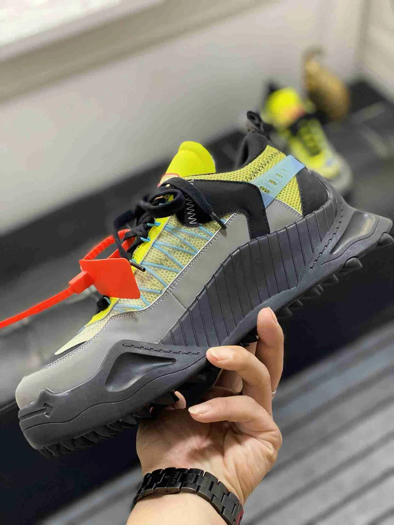 Off-White Industrial Gray Multicolor Diagonal Arrow Chunky Sneakers 6
