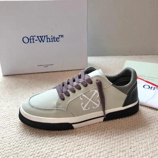 Off-White Industrial Beige Gray Low-Top جلد بانلد أسلوب حياة أحذية رياضية 5