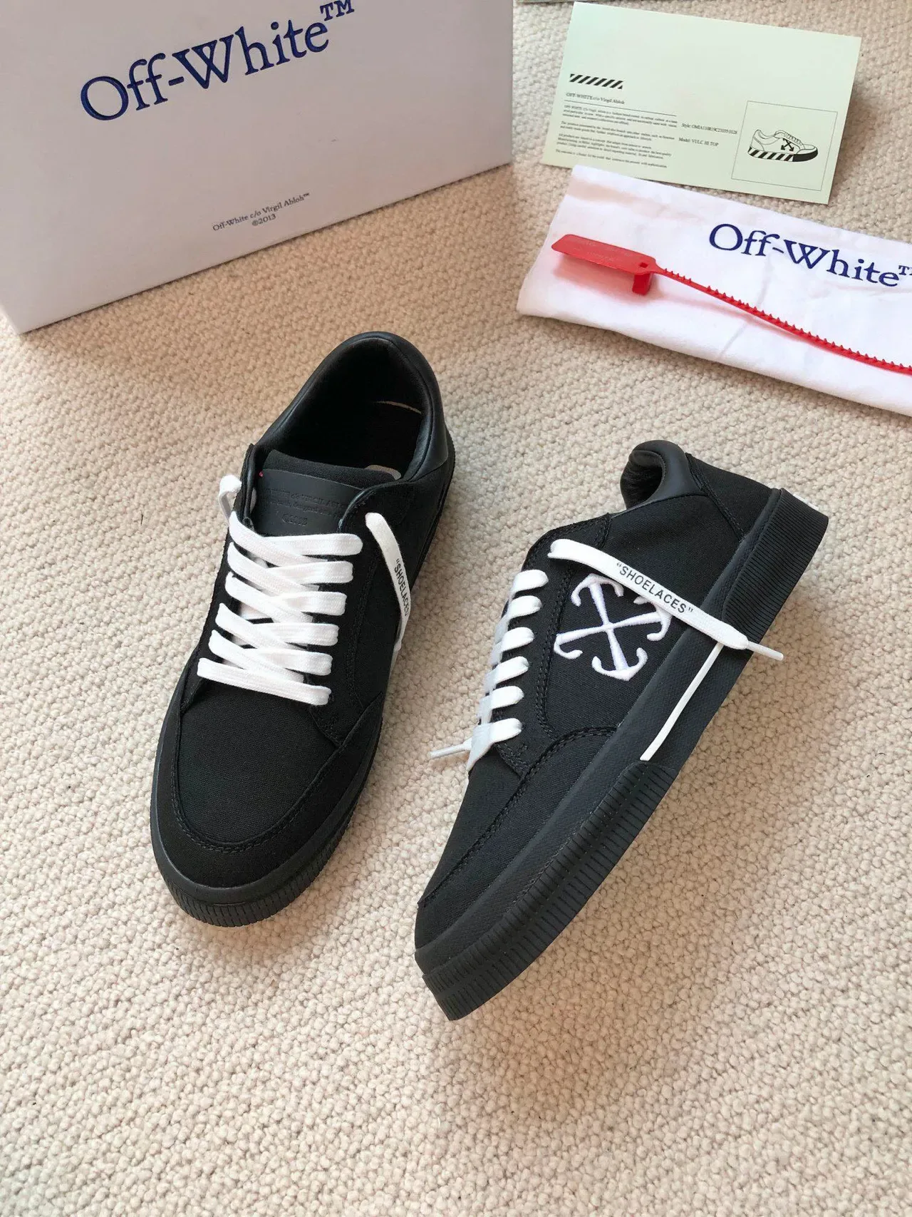 Off-White Industrial-Style Black and White Canvas Lifestyle Sneakers 6