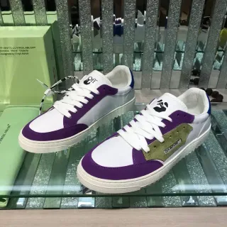 Off-White Violet Construction de Panneaux Diagonaux Matériau Mixte Partie Supérieure Chaussures Lifestyle