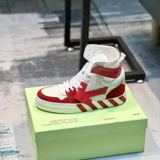 Off-White أحمر عالية الارتفاع صناعية زيب تاي حياة أحذية رياضية