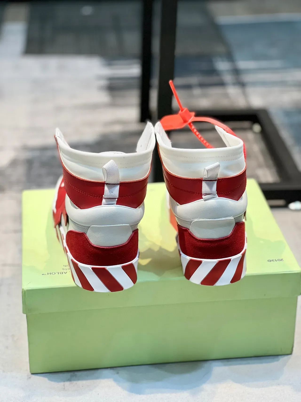 Off-White أحمر عالية الارتفاع صناعية زيب تاي حياة أحذية رياضية 2