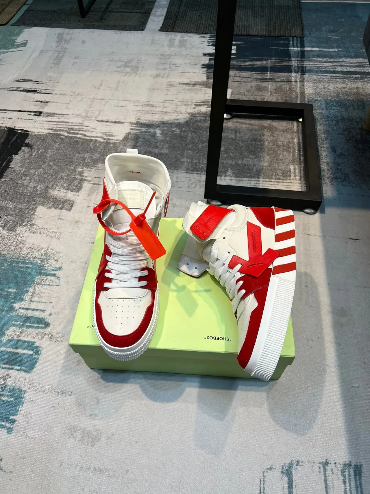 Off-White أحمر عالية الارتفاع صناعية زيب تاي حياة أحذية رياضية 3