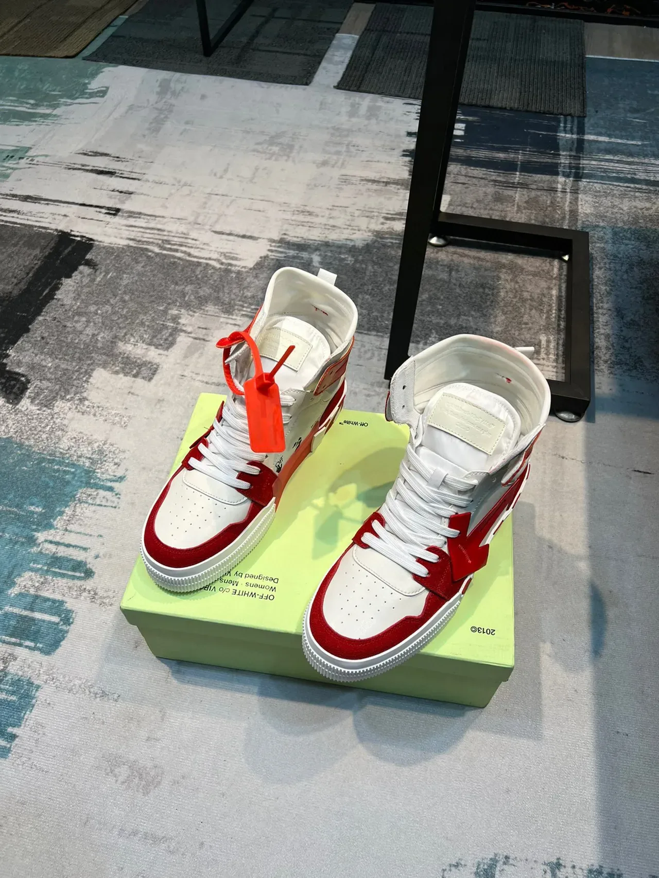 Off-White أحمر عالية الارتفاع صناعية زيب تاي حياة أحذية رياضية 6