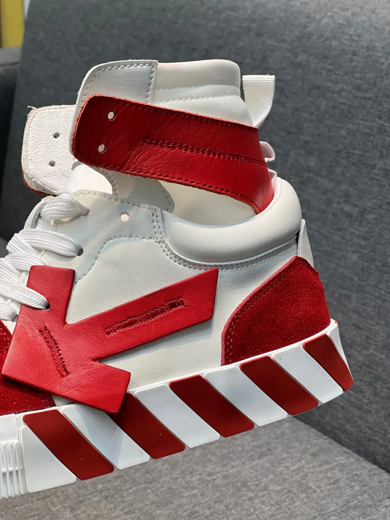 Off-White أحمر عالية الارتفاع صناعية زيب تاي حياة أحذية رياضية 8