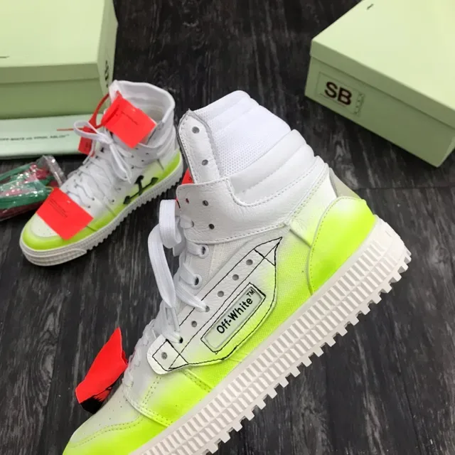 Off-White The Ten أخضر سكيتشرز عالية الصنادل مع ربطة زيب تاي صناعية أسلوب الحياة 2