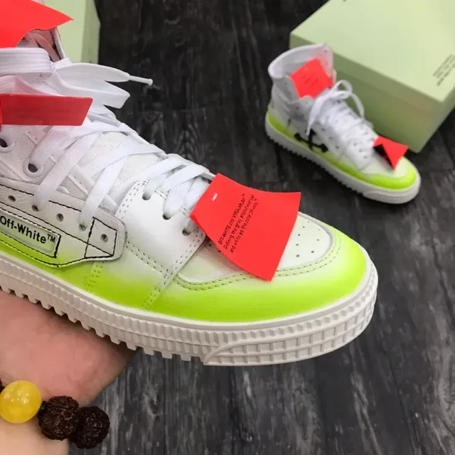 Off-White The Ten أخضر سكيتشرز عالية الصنادل مع ربطة زيب تاي صناعية أسلوب الحياة 6