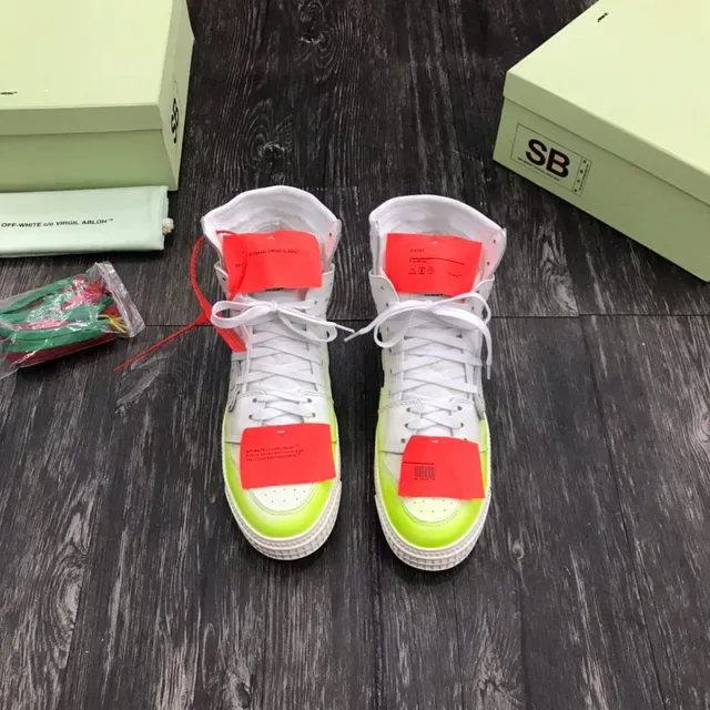 Off-White The Ten أخضر سكيتشرز عالية الصنادل مع ربطة زيب تاي صناعية أسلوب الحياة 7
