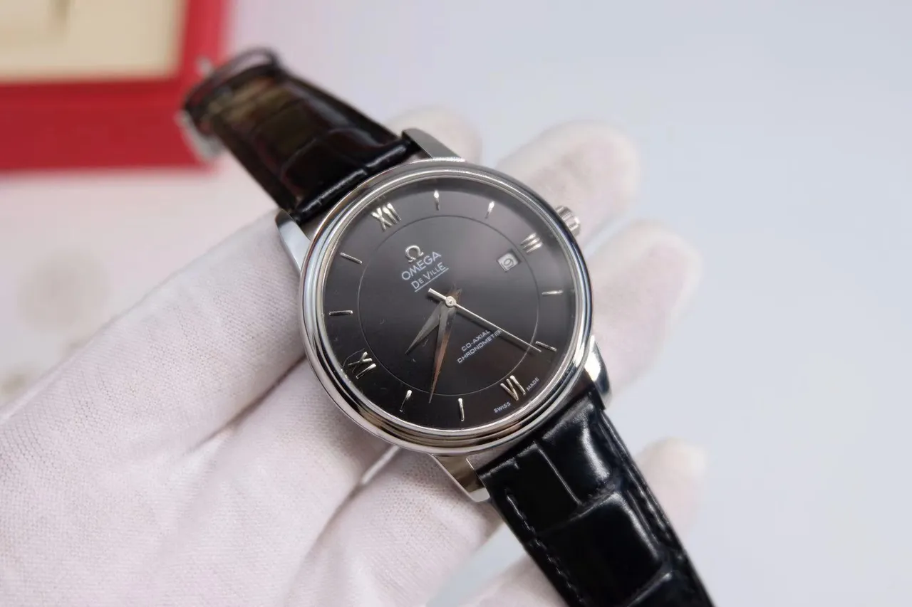 Omega De Ville কালো ডায়াল মেকানিক্যাল ঘড়ি 2