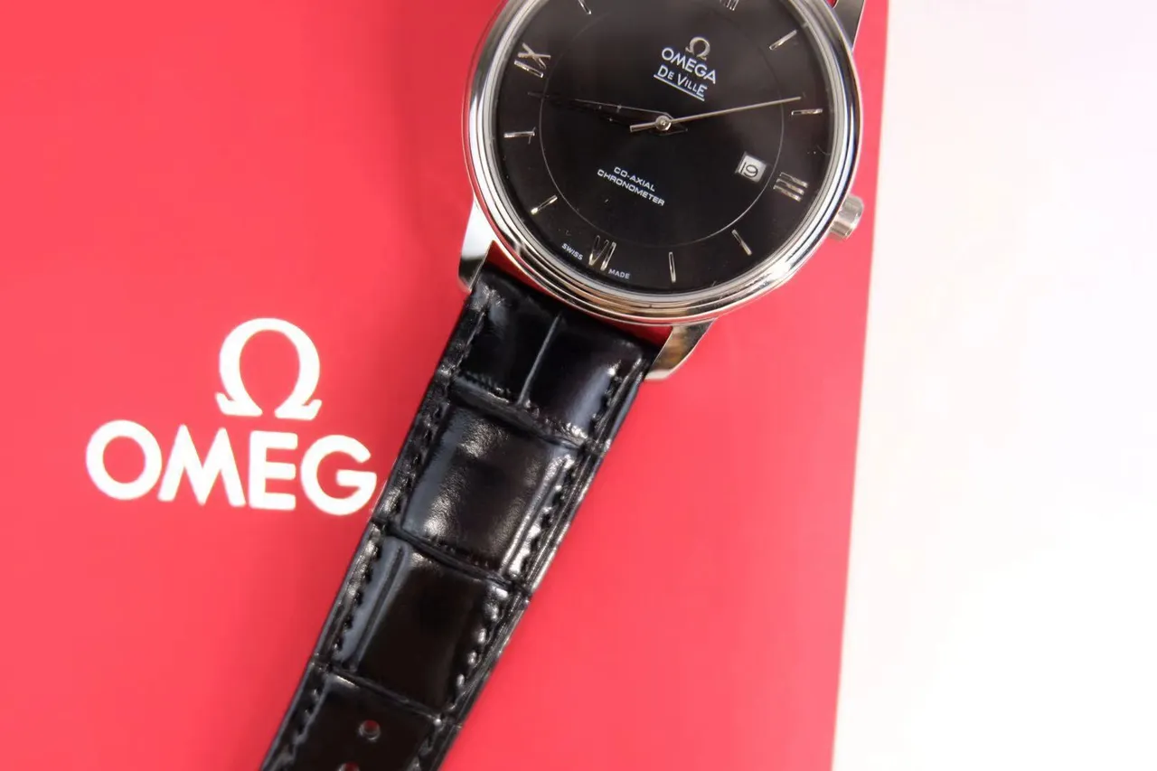 Omega De Ville কালো ডায়াল মেকানিক্যাল ঘড়ি 7