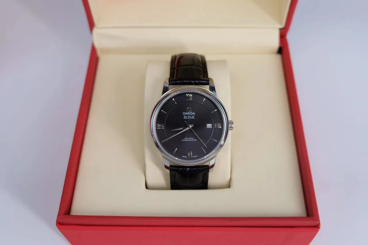 Omega De Ville কালো ডায়াল মেকানিক্যাল ঘড়ি 8