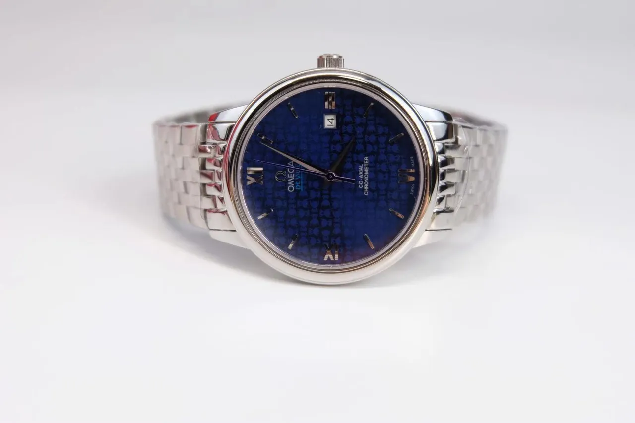 Omega De Ville Prestige Co-Axial Chronometer Blue Dial Mechanical Watch 4