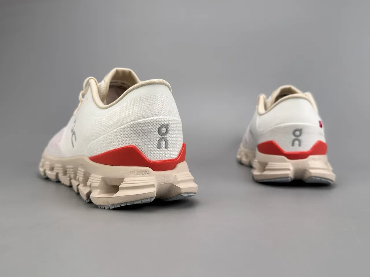 On Beige Red Open Hexagonal CloudTec Pods Minimalist Lacing System Sneakers 2