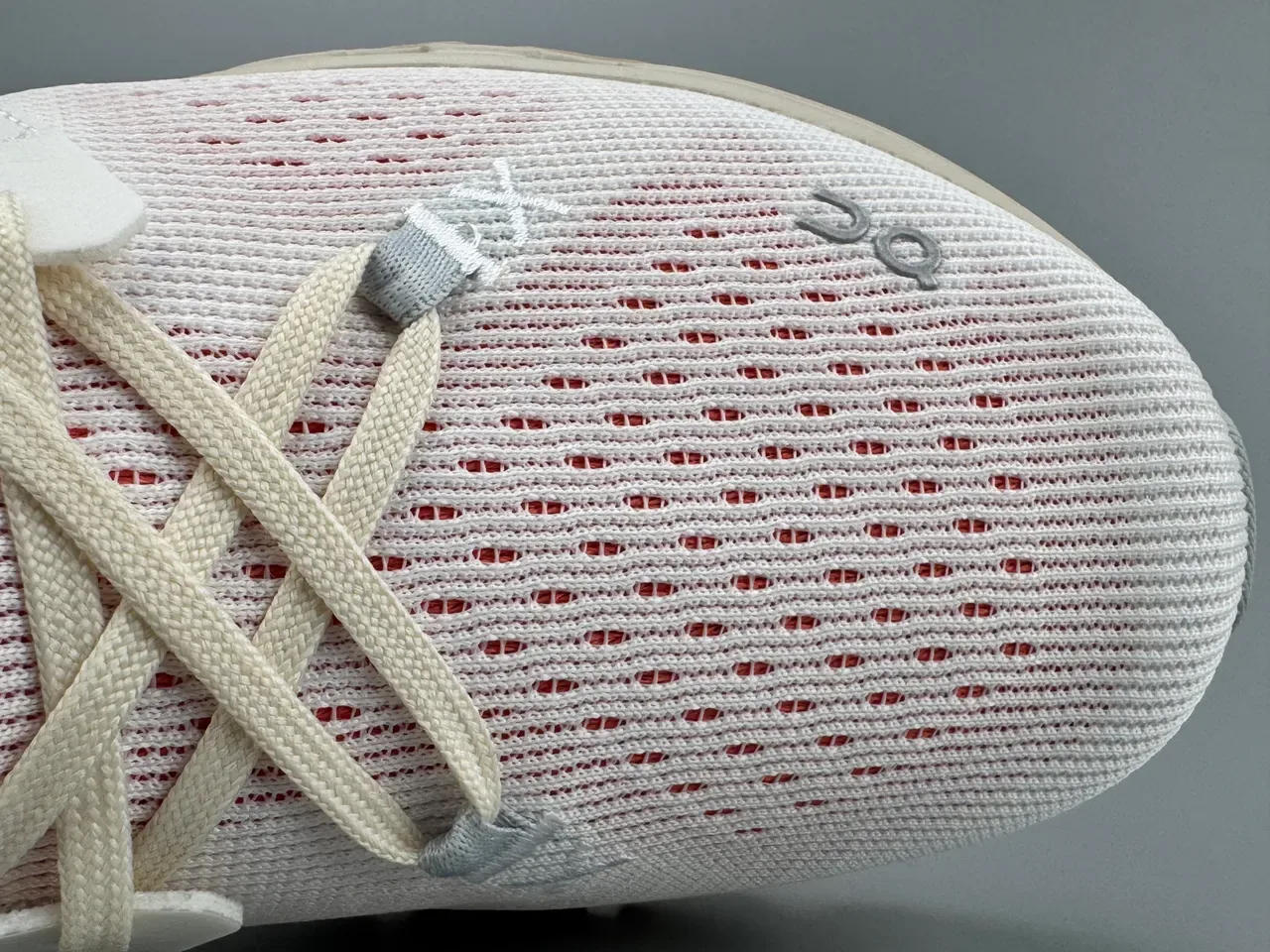On Beige Red Open Hexagonal CloudTec Pods Minimalist Lacing System Sneakers 4