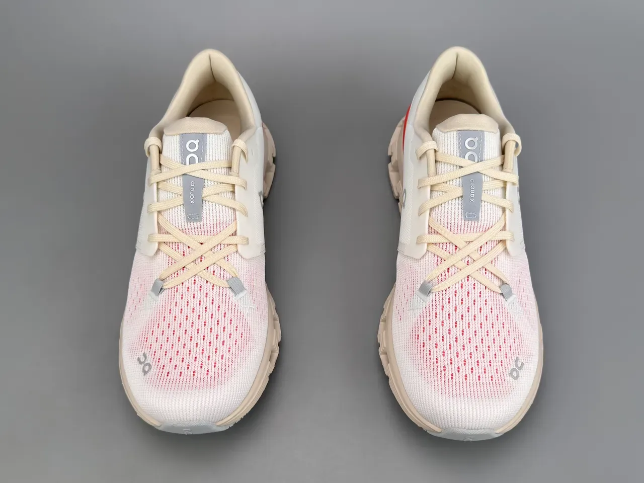 On Beige Red Open Hexagonal CloudTec Pods Minimalist Lacing System Sneakers 9
