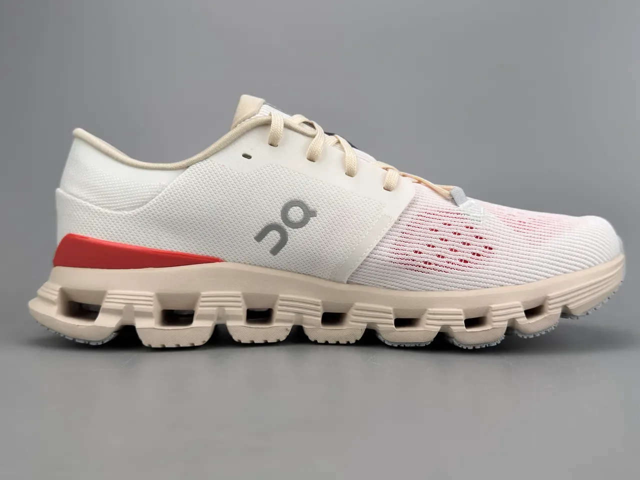 On Beige Red Open Hexagonal CloudTec Pods Minimalist Lacing System Sneakers 10