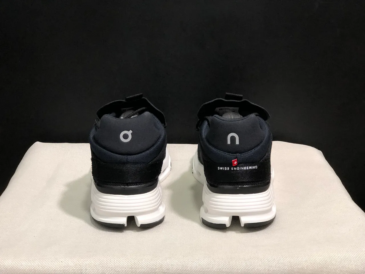 On Black White Knit Upper Strap Closure Lifestyle Sneakers 2
