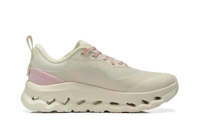 On Cloud Beige Pink Cloudtec Pod Sole Mesh Upper Lifestyle Sneakers 4