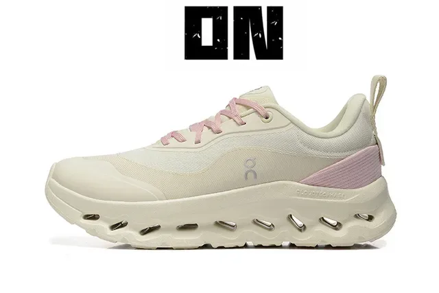 On Cloud Beige Pink Cloudtec Pod Sole Mesh Upper Lifestyle Sneakers 5