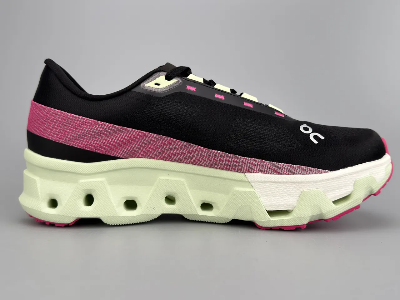On Cloudmonster Black Pink Lime Green Running Shoes 10