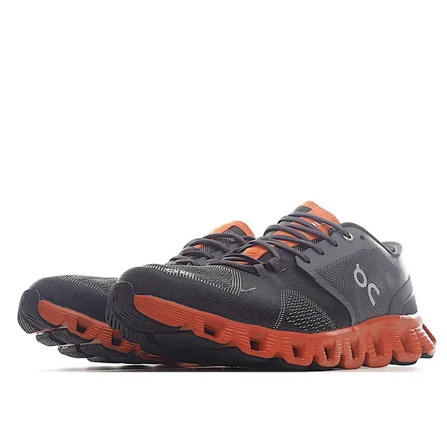 On Cloudmonster Gray Orange Running Shoes 3
