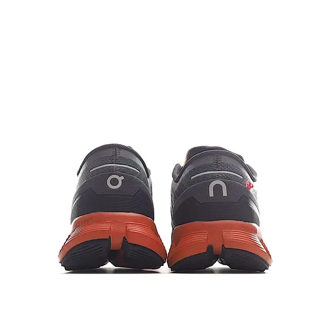 On Cloudmonster Gray Orange Running Shoes 6