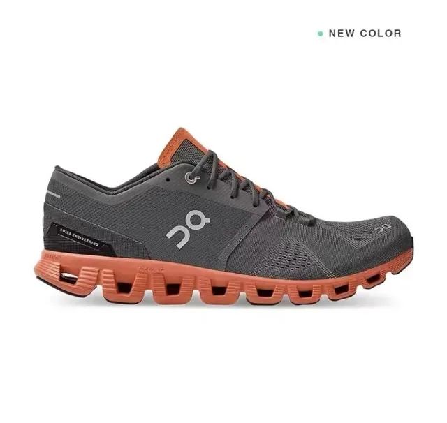 On Cloudmonster Gray Orange Running Shoes 9