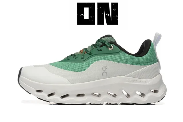 On Green White CloudTec Pod Sole Engineered Mesh Upper Running Shoes 2