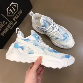 Philipp Plein Active Blue Marbled White Chunky Sneakers