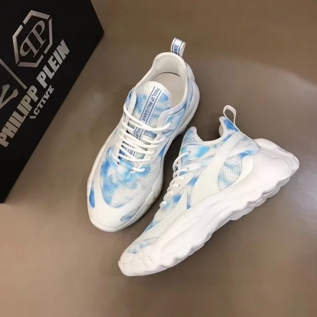 Philipp Plein Active Blue Marbled White Chunky Sneakers 7