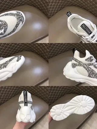Philipp Plein Active Blanc Noir Semelle Sculptée Superposition Géométrique Pixelisée Baskets Chunky 8