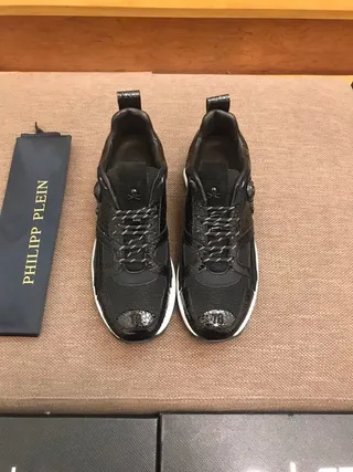 Philipp Plein Sola preta e branca couro patentado com estampado de serpente tênis chunky 4