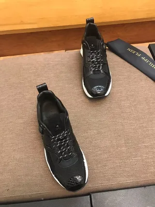 Philipp Plein Sola preta e branca couro patentado com estampado de serpente tênis chunky 8