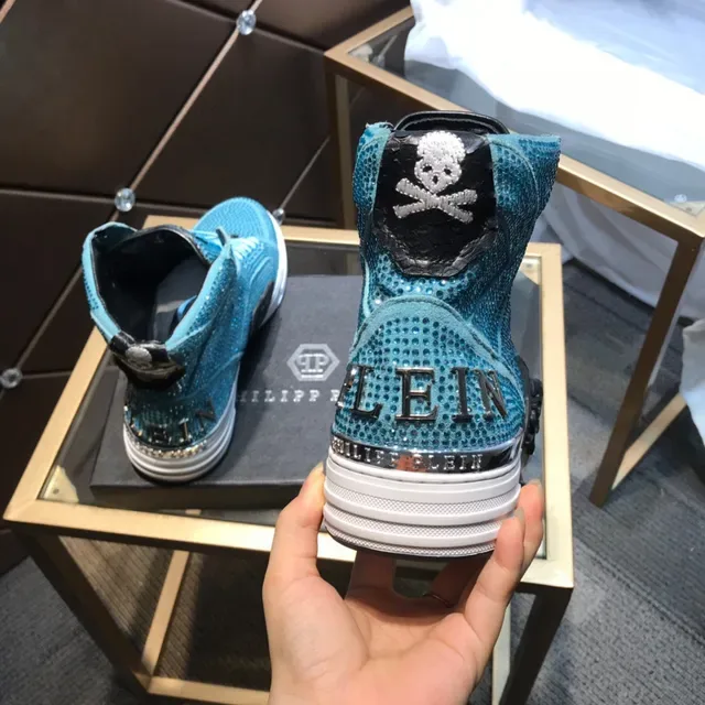 Philipp Plein Crystal-Embellished Turquoise High-Top Lifestyle Sneakers 6