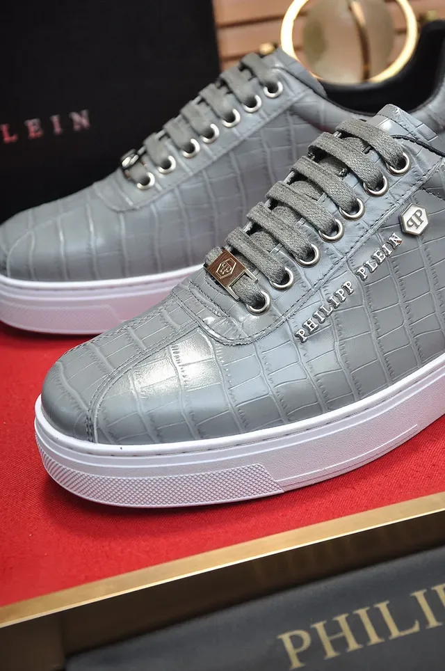 Philipp Plein Sneakers Lifestyle Cuir Gris embossé crocodile 3