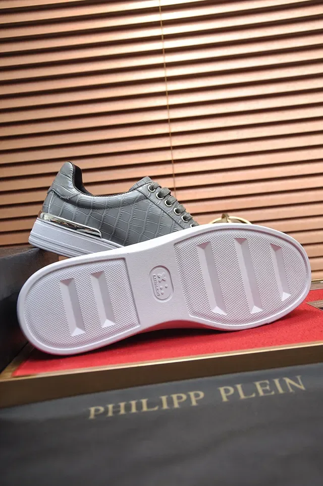 Philipp Plein Sneakers Lifestyle Cuir Gris embossé crocodile 4