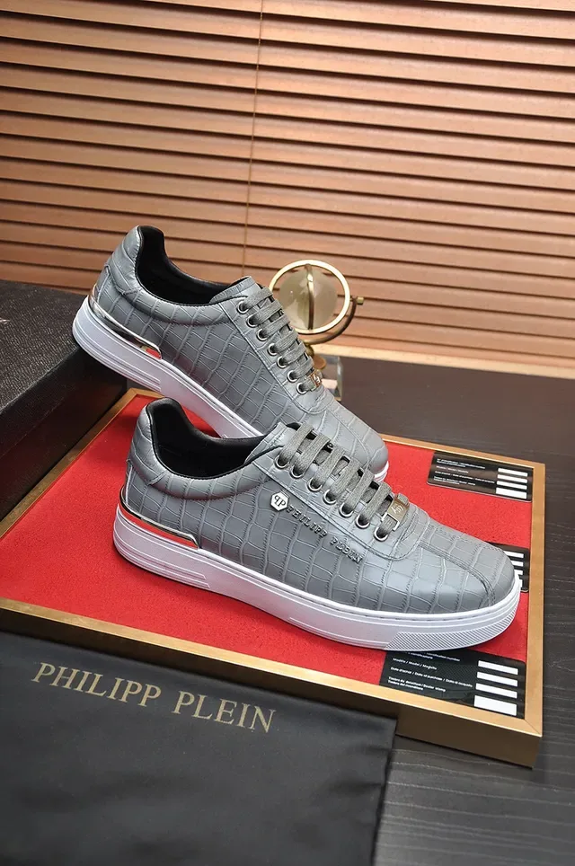 Philipp Plein Sneakers Lifestyle Cuir Gris embossé crocodile 5