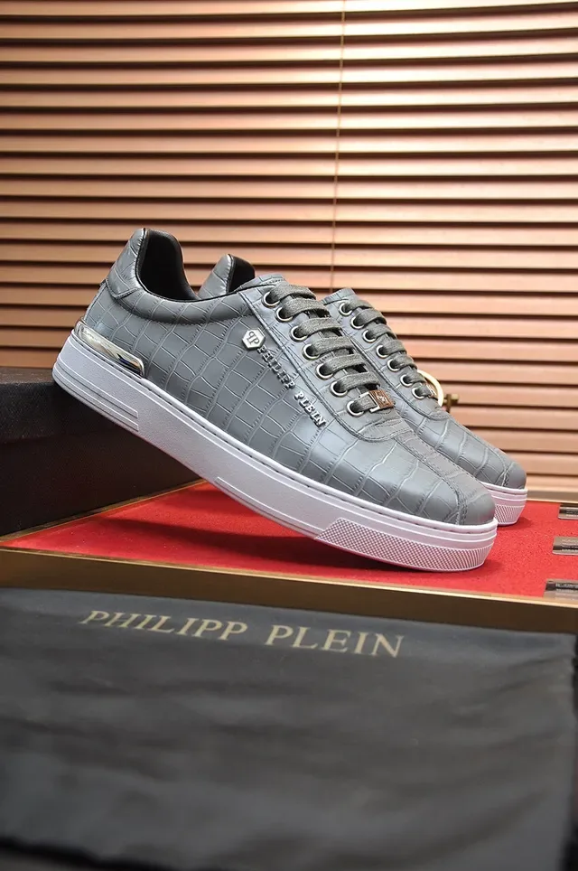 Philipp Plein Sneakers Lifestyle Cuir Gris embossé crocodile 6