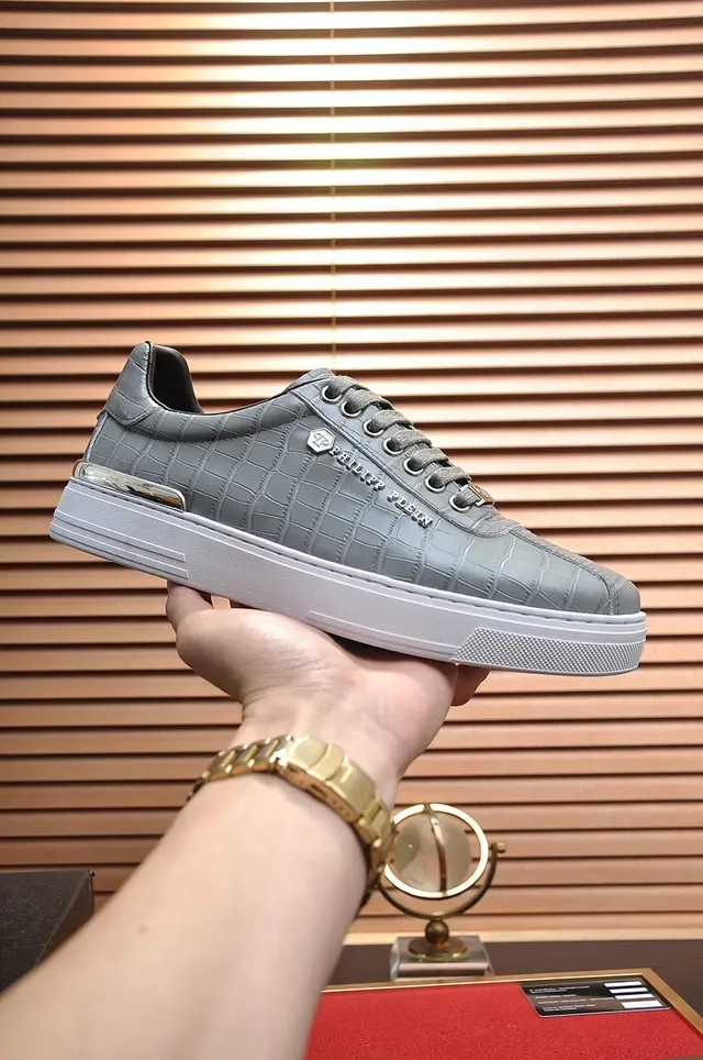 Philipp Plein Sneakers Lifestyle Cuir Gris embossé crocodile 8