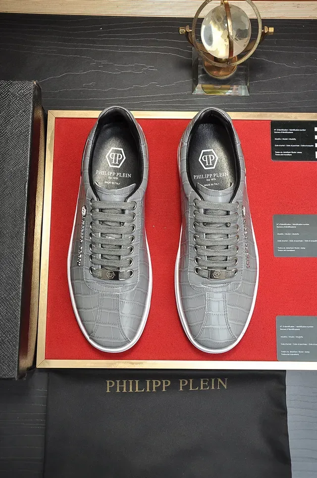 Philipp Plein Sneakers Lifestyle Cuir Gris embossé crocodile 9