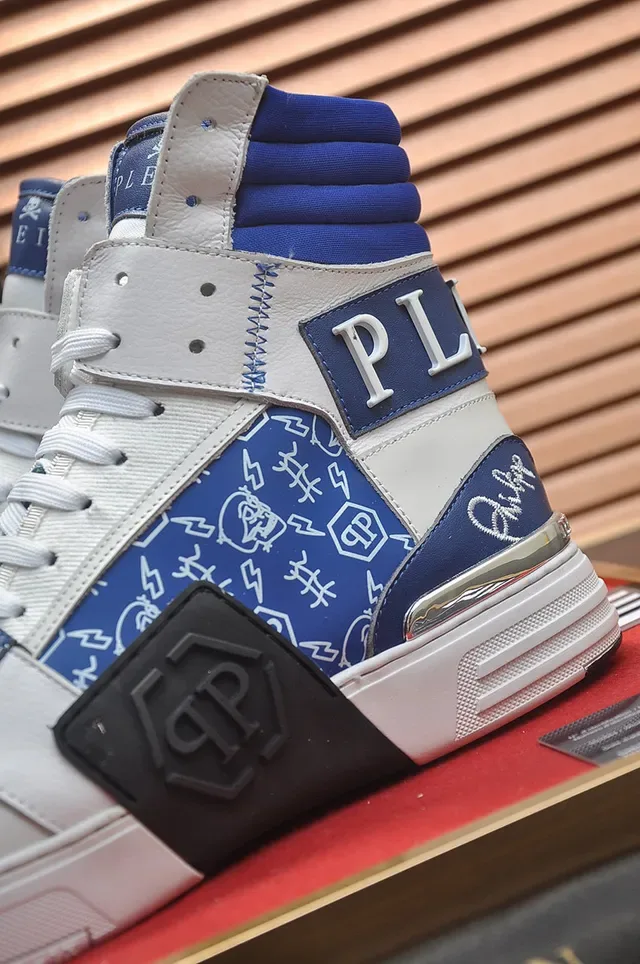 Philipp Plein High-Top Sneaker White Blue Patchwork Lifestyle Sneaker 2