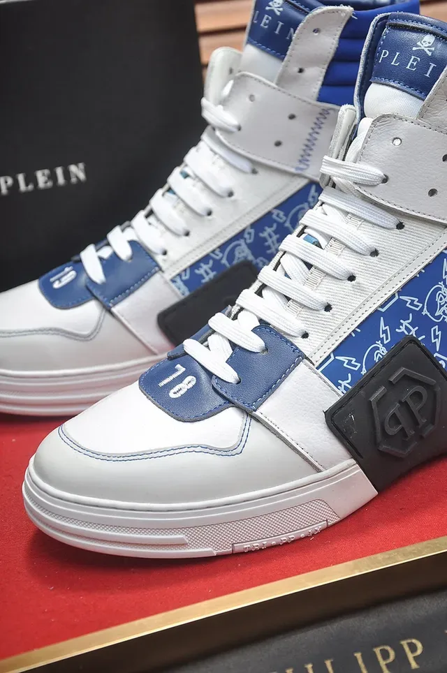Philipp Plein High-Top Sneaker White Blue Patchwork Lifestyle Sneaker 3