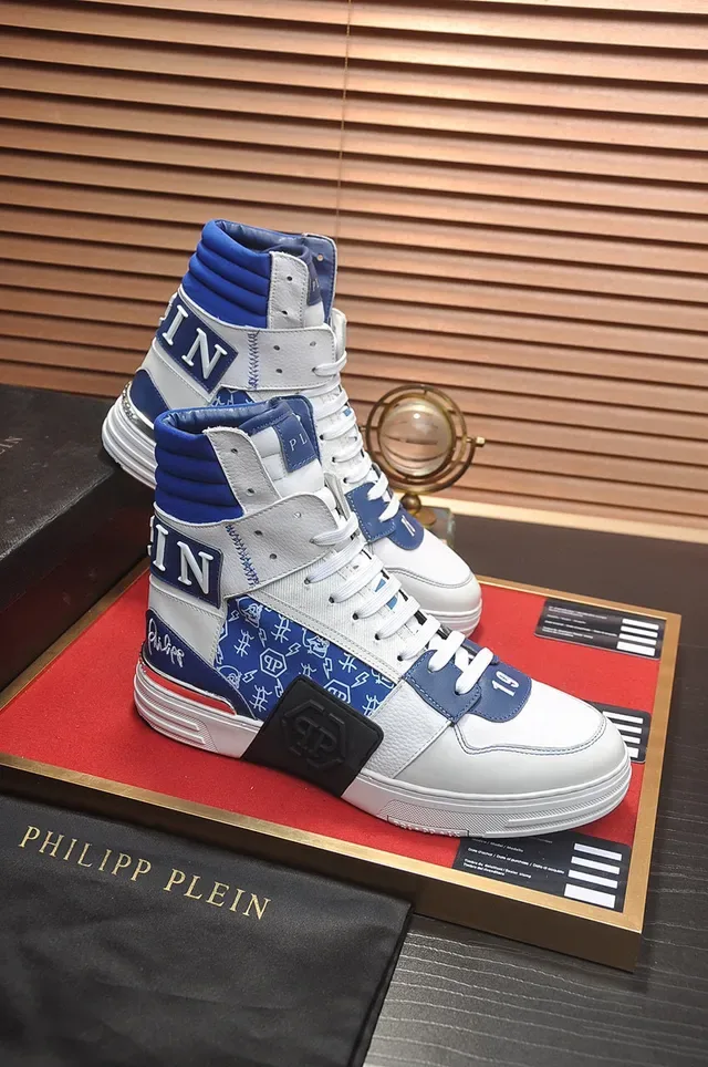 Philipp Plein High-Top Sneaker White Blue Patchwork Lifestyle Sneaker 5
