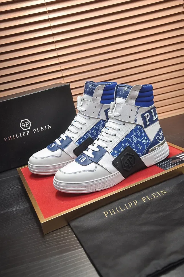 Philipp Plein High-Top Sneaker White Blue Patchwork Lifestyle Sneaker 8