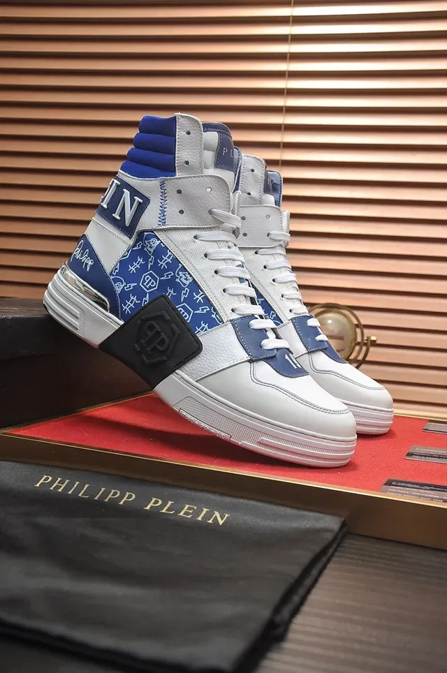 Philipp Plein High-Top Sneaker White Blue Patchwork Lifestyle Sneaker 9